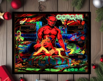 Gorgar - Williams 1979 Pinball Arcade Game Backglass Image on a 8"x10" Metal Plate - High gloss - Image is sublimated into the plate