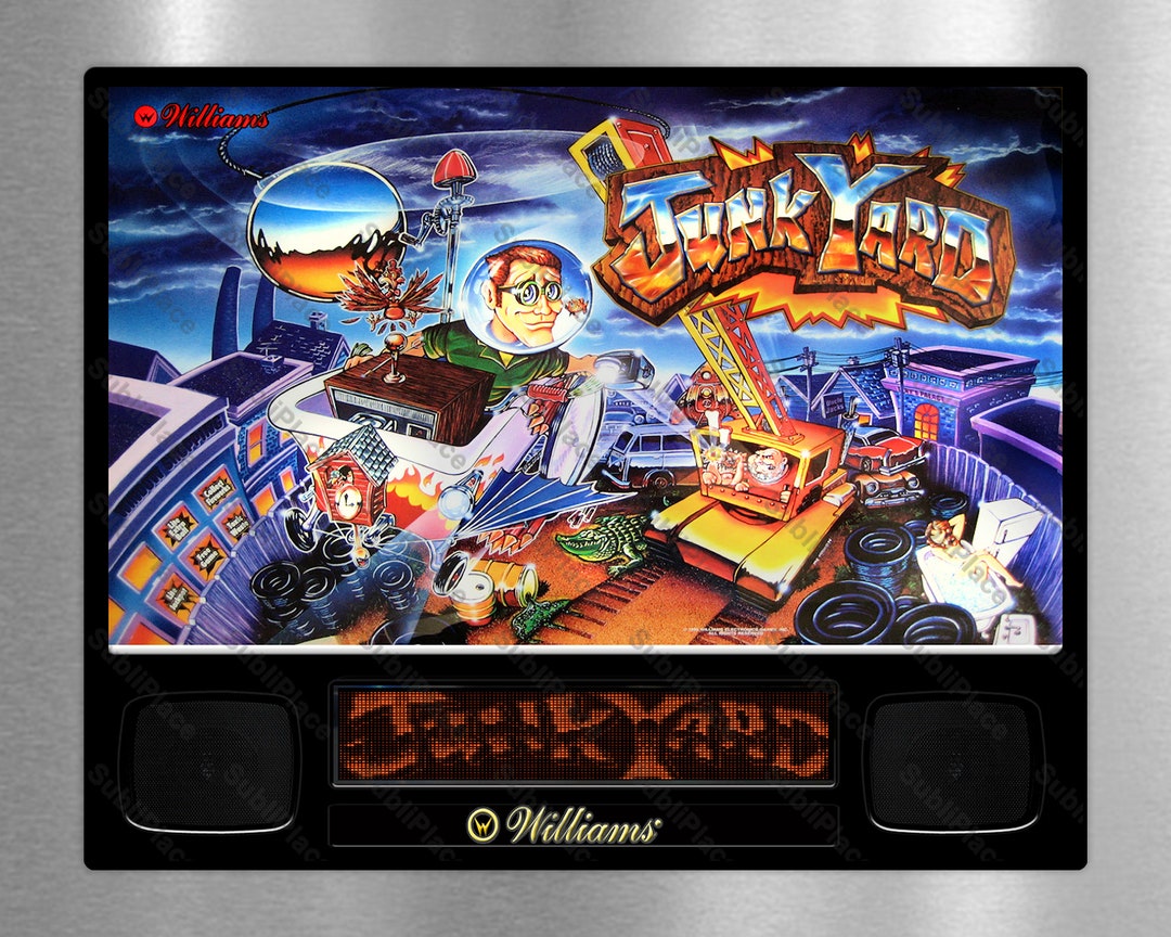 Junk Yard Pinball Arcade Game Backglass Image on a Etsy