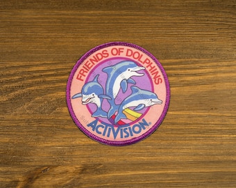 Activision Friends Of Dolphins patch style image on a Fridge Magnet 3" Round Metal Plate - High gloss - Image sublimated into plate