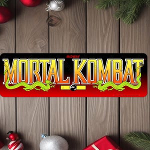 Mortal Kombat Arcade Game Marquee 4&quot;x13.5&quot; Metal Plate - High gloss with rounded corners - Image is sublimated into the metal plate