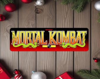 Mortal Kombat Arcade Game Marquee 4"x13.5" Metal Plate - High gloss with rounded corners - Image is sublimated into the metal plate