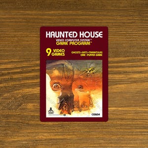 Haunted House Atari 2600 Box Cover Video Game image on a Fridge Magnet 2.5"x3.5" Metal Plate - High gloss - Image sublimated into the plate
