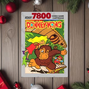 Atari 7800 Donkey Kong Box Cover Video Game Image on a 5"x7" Metal Plate - High gloss with rounded corners - Image sublimated into the plate