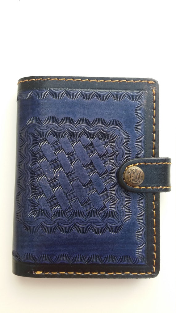 Blue leather wallet womens hotsell