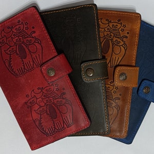 Monedero de Cuero para Mujer-Cartera de Cuero para Mujer-Monedero-Tarjetero de Cuero Genuino-Cuero Perfecto para Regalo-Cartera Larga de Cuero