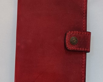 Red Leather Wallet with Coin Purse, Handmade Cow Leather