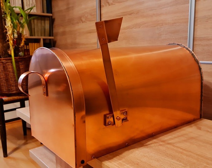Post Mount Copper Mailbox With the Flag. Etsy