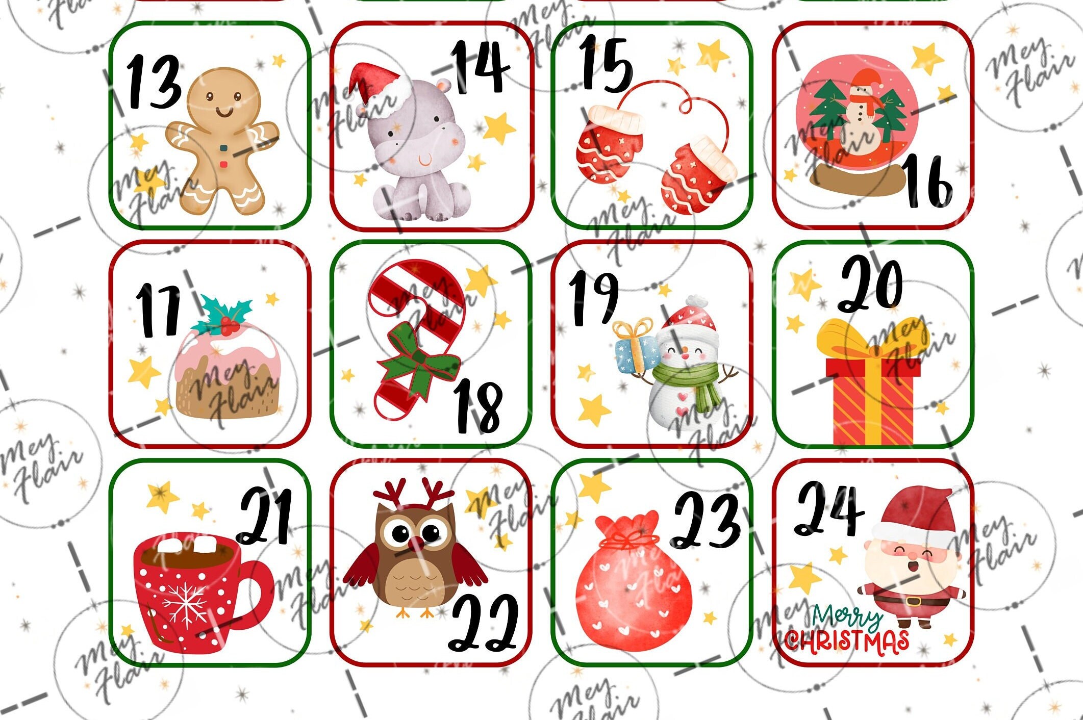 Advent Calendar Numbers Printable For Kids Advent Calendar Tags PDF