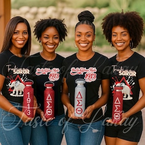 Delta Sigma Theta Sorority Travel Tumbler – 25oz Double-Wall Insulated Cup with Straw & Handle | Personalized Gift for Deltas