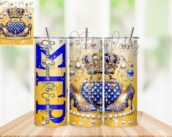 Sigma Gamma Rho Tumbler Wrap: Blu and Gold Puddles (PNG Digital Download)
