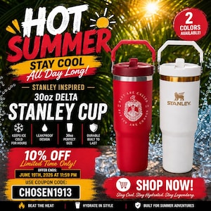 Delta Sigma Theta Inspired Stanley Cup 30oz | DST Tumbler | Delta Sorority Gift | 1913 Travel Mug | Greek Life Cup | Personalized | D9 Para image 1