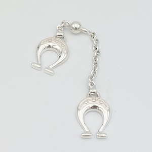 Sterling silver 925 handmade  vintage horseshoe lucky key holder with safety screw clasp