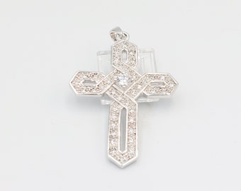 Prata esterlina 925 artesanal grande cruz jóias design exclusivo zircão stomes