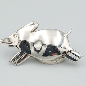 Sterling silver 925 brooch vintage handmade pig design