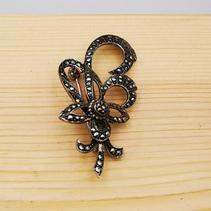 Sterling zilver 925 broche vintage met steen marcasiet