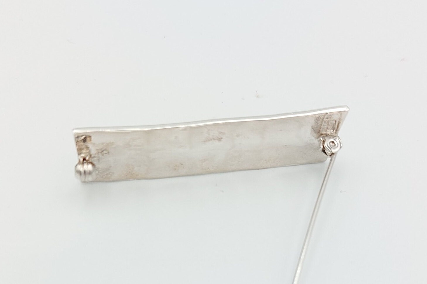 Parallelogram Sterling Silver Ring with Grey Diamonds plated in Platinum (No 54)