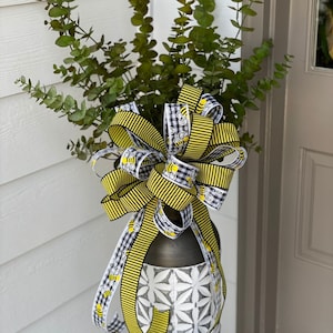 BEE Kind Bow!! Yellow Black and White Gingham Bumble Bee Ribbon  and Yellow and Black Stripe Ribbon. 1.5 inch 16.00