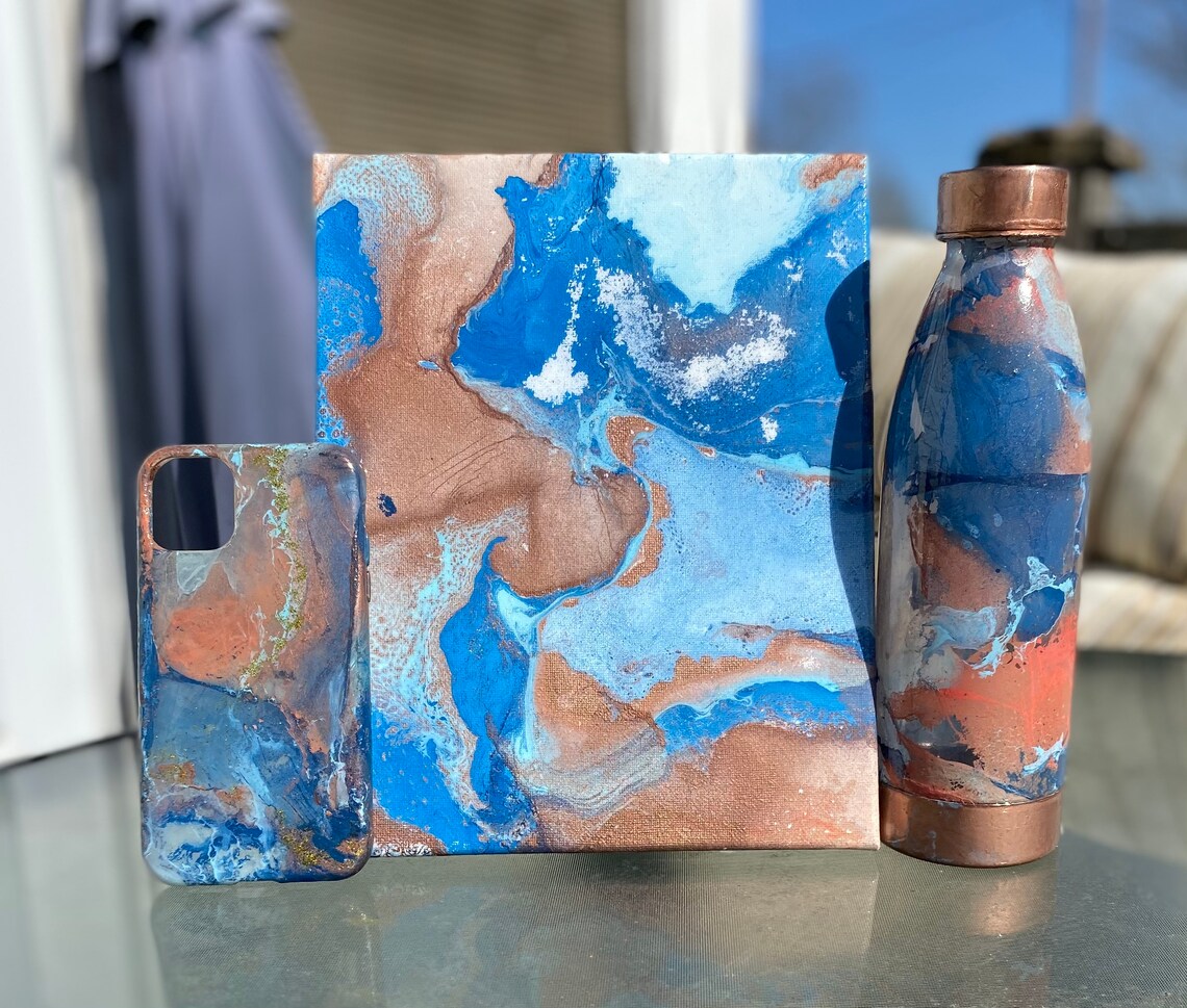 Blue and Rose Gold Set Etsy