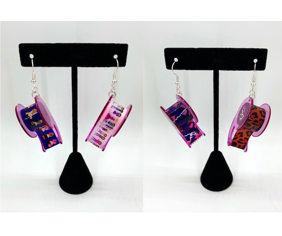 Purple Mini Tape Dispenser Earrings