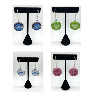 Bottle Cap Earrings - Smirnoff - Seagrams - Blue Moon Beer