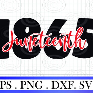 Peut inclure: Conception graphique noire et rouge avec le texte "1865 Juneteenth" dans une police de caractères audacieuse et stylisée.