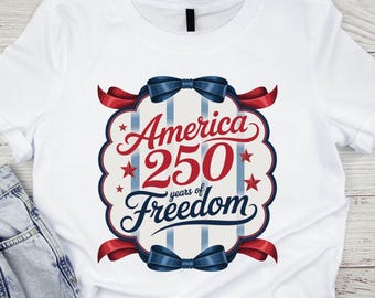 4th of July PNG, Preppy America 250 Years of Freedom Sublimation PNG, Patriotic Bow Digital Download, Independence Day Retro USA Png