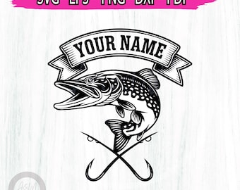 Fishing Monogram png Svg, Fishing Svg, Bass Name Fish Svg, Bass Clipart, Fishing Man Svg, Fish Hook Download