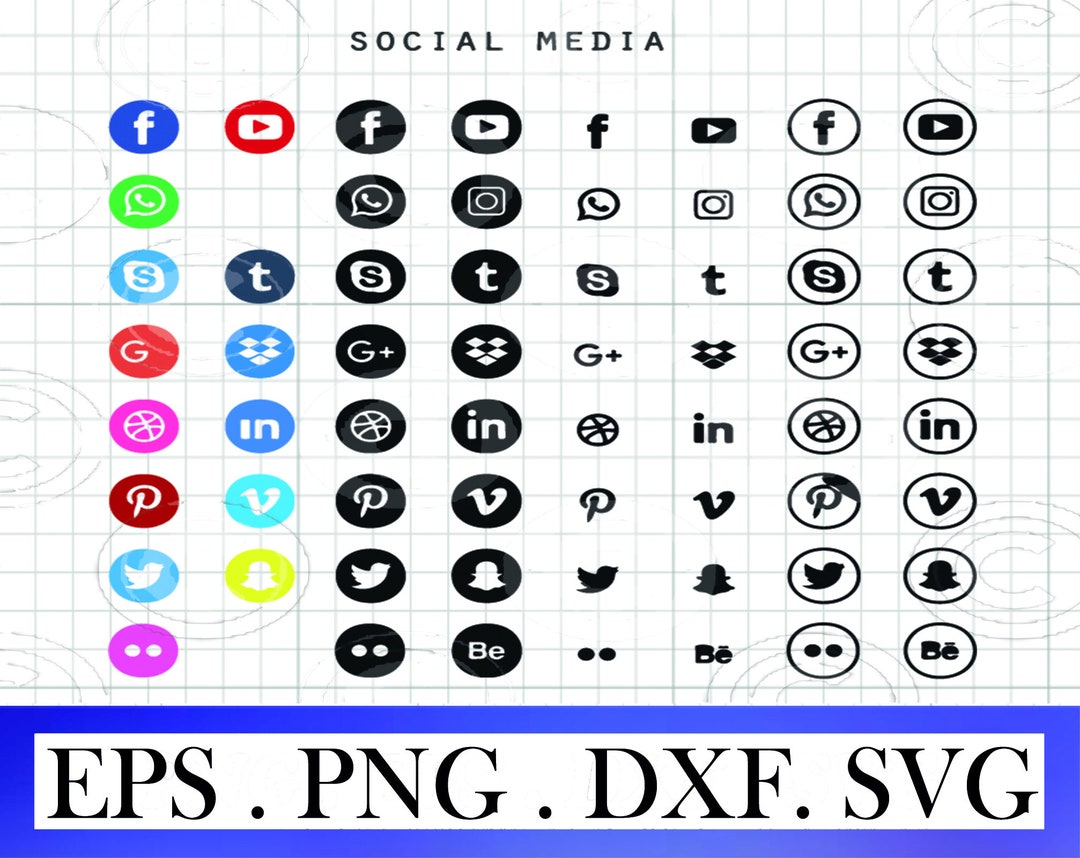 Social Media 63 Icons Eps Svg Dxf Png, Social Network Svg, Social ...