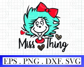 miss thing svg, dr seuss little miss svg png, Dr Seuss Svg Thing One Thing Two Svg eps dxf Instant download