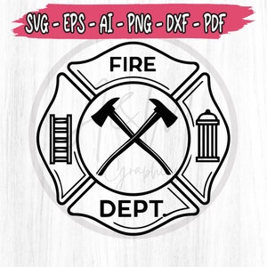 Fire Department, Fire Rescue svg, FireFighter, Fireman svg, Fire Department png, Maltese Cross eps, Fire Dept SVG, Cricut & Silhouette file