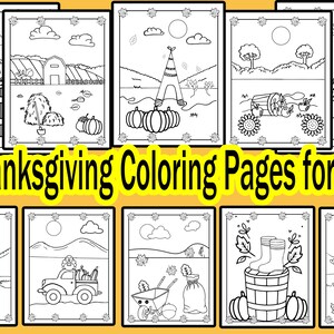 20 Thanksgiving Coloring Pages for Kids pdf, activity page pdf,home school aged children,activity book for children instant download