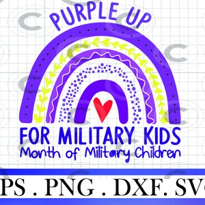 Purple Up voor militaire kinderen Png SVG, maand van het militaire kind SVG EPS DXF, digitale download voor cricut