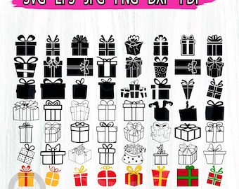 Presents Svg Bundle, Present Svg, Christmas Presents Clipart, Christmas Svg, Birthday Svg, Xmas Holiday Present Cut files Digital Download