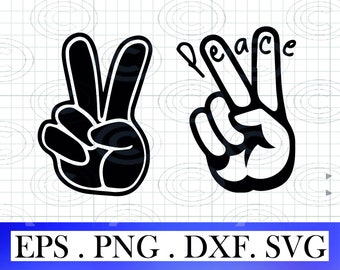 Peace Sign Hand Symbol SVG PNG DXF Layered by Color Cut File