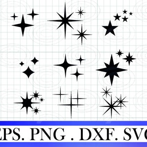 Sparkle Stars svg eps png dxf, Sparkle Svg Sparkle Stars Png, Cricut, Sparkle vector, Instant Download