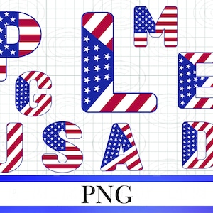 USA FLAG ALPHABET png, America Font, America Alphabet png, Bundle,Doodle letter,Handwritten Font,Doodle Alphabet png, Printable Clipart Font