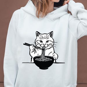 Cat Japanese Noodle svg png, Retro Cat Tees, Cat Lover Sweatshirts, Black Cat Tee png, Black Cat Noodle T-Shirts, Sublimation Design