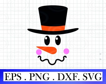 Cara de muñeco de nieve SVG PNG EPS, Navidad SVG, Cara de muñeco de nieve linda SVG, Muñeco de nieve imprimible PNG, Invierno SVG, Calcomanía, Pegatina, Vinilo, Pin