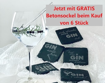 Dessous de verre en ardoise avec des inscriptions amusantes « Gin »