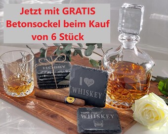 Slate glass coasters with funny "Whiskey" sayings