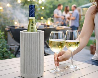 Concrete Wine Bottle Cooler – Modern Bottle Cooler for Wine & Sparkling Wine – Minimalist Table Decoration – Gift for Wine Lovers