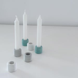 Concrete candle holder for taper candles – Minimalist cement candlestick, Handmade table decoration, Gift idea