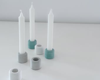 Candelabro de hormigón para velas cónicas: candelabro minimalista de cemento, decoración de mesa hecha a mano, idea de regalo.
