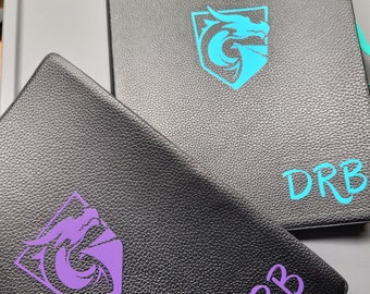 Custom personalized notebook covers, sketch or bulleted, dragons and monogram or name