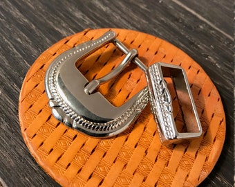 Buckle and keeper, silver buckle, horse tack, belt buckle, saddlery, decorative buckle, bulk available