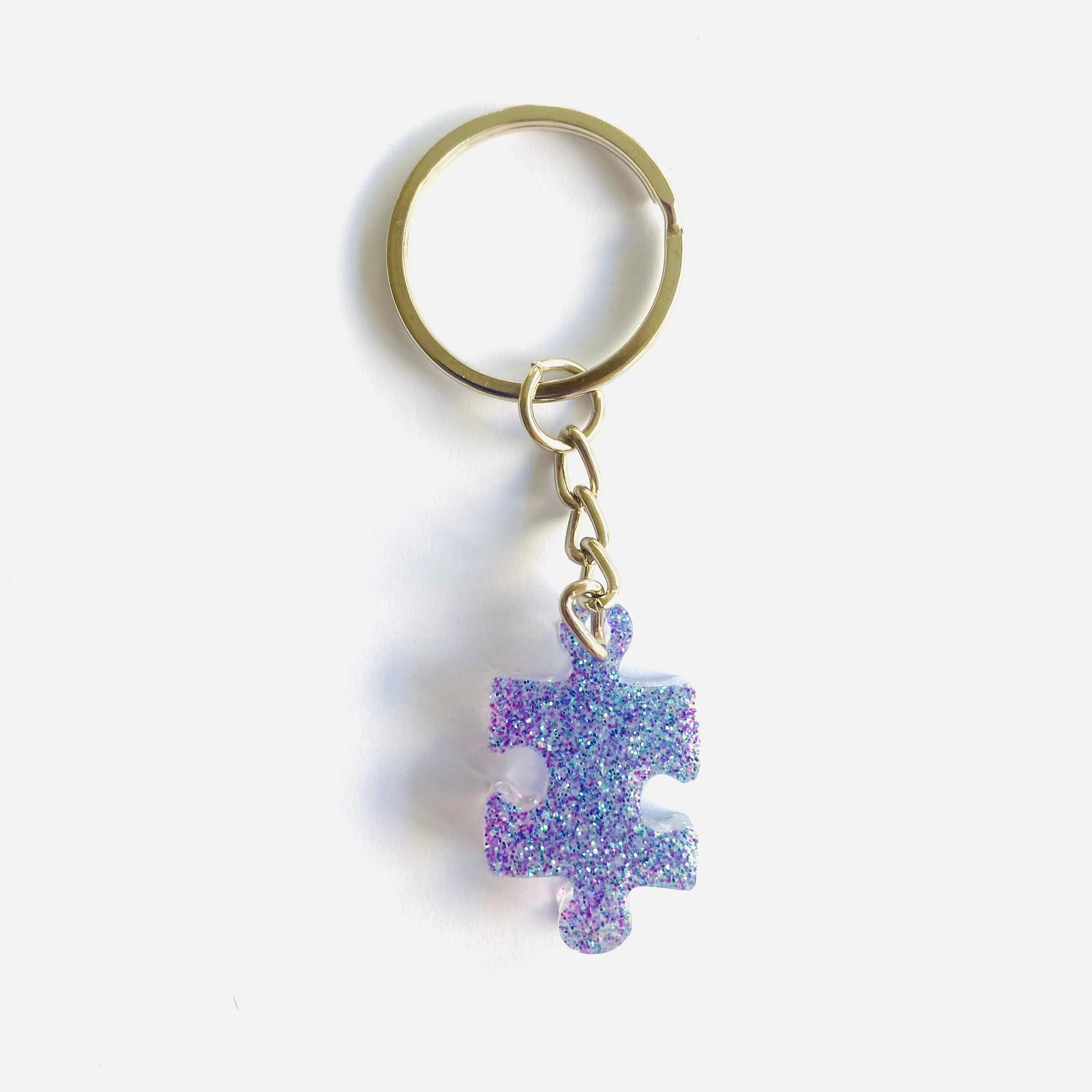 Puzzle Piece Keychain Choose Your Colour and Style glitter Etsy