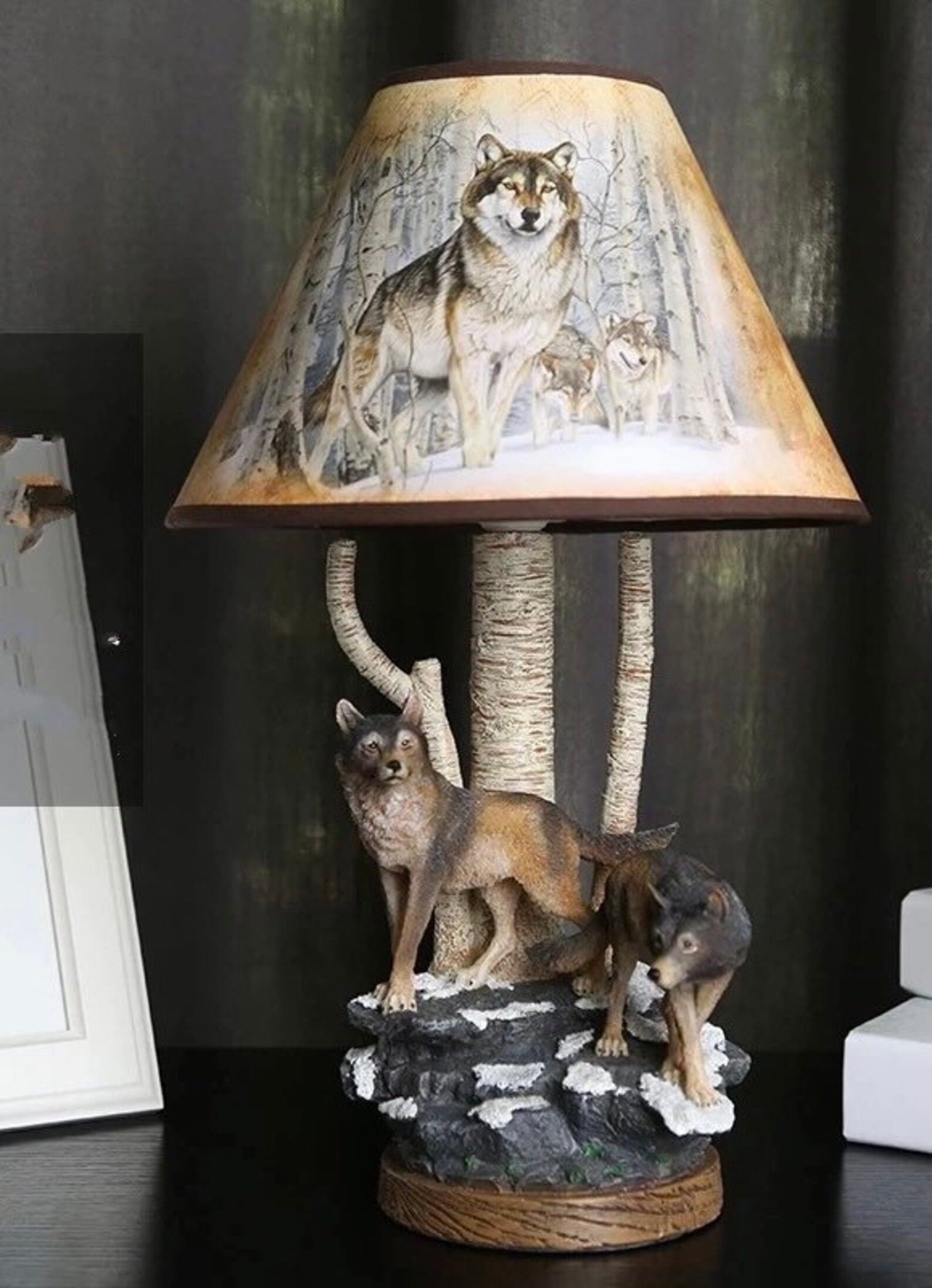 Handmade Wolf Table Lamps Animal Lamp Bedside Reading Desk | Etsy