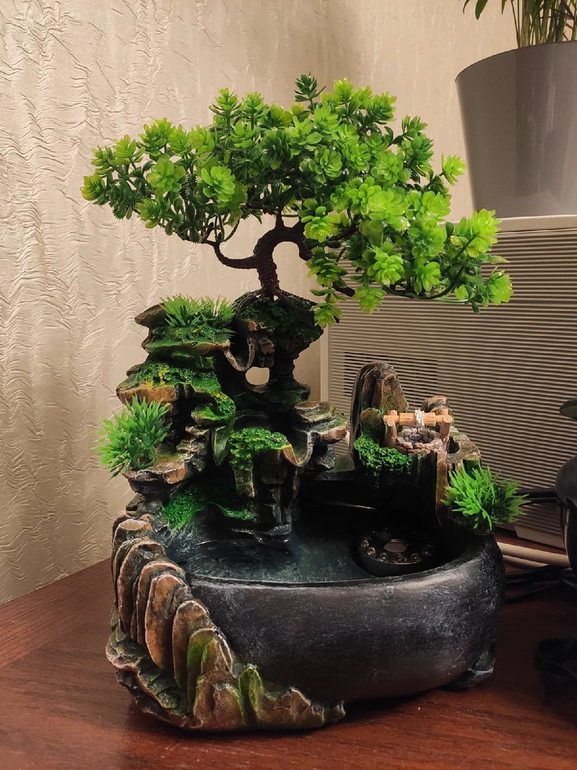 Resin Bonsai Waterfall Fountain Etsy