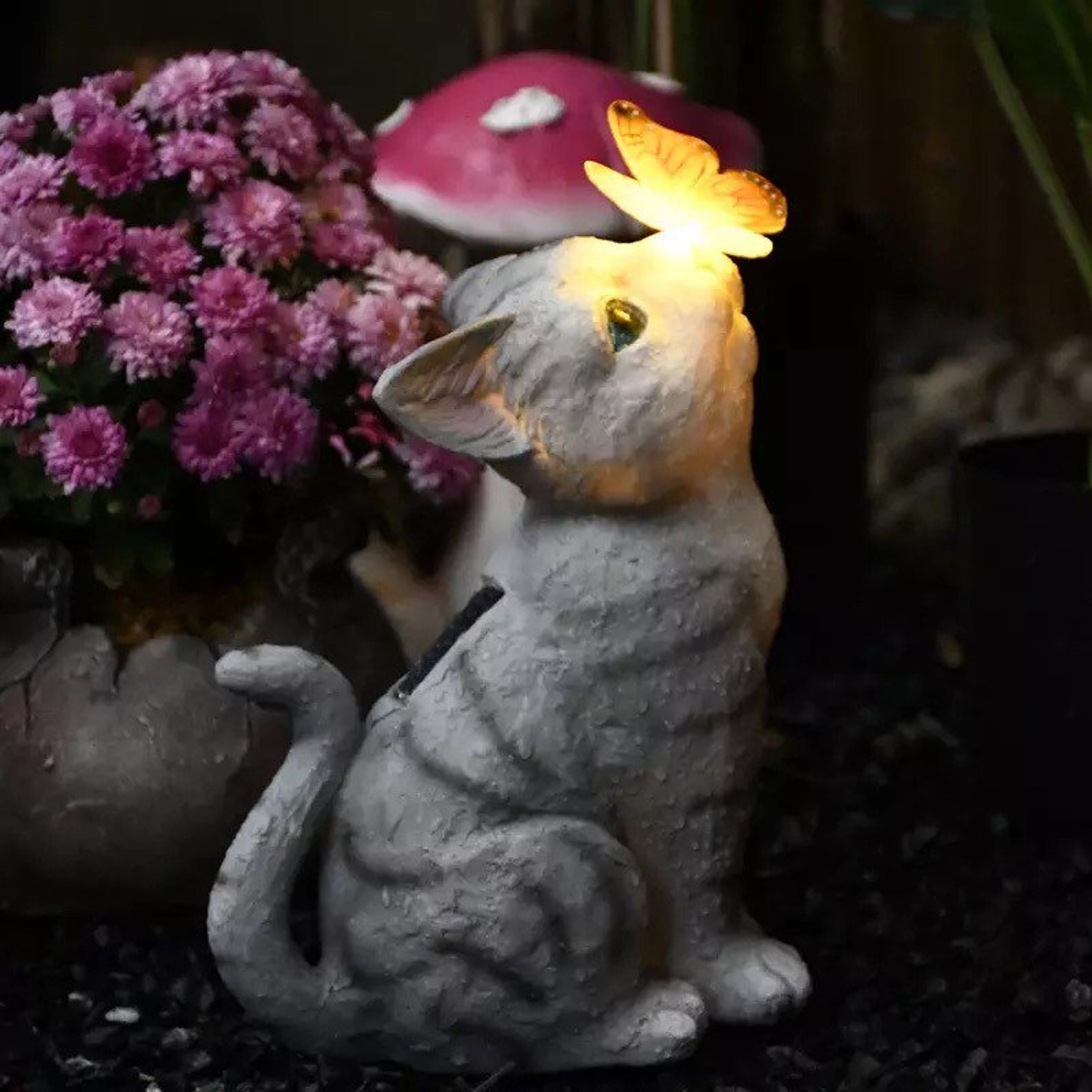 Resin Cat Solar Sculpture Ornaments Outdoor Villa Courtyard Etsy