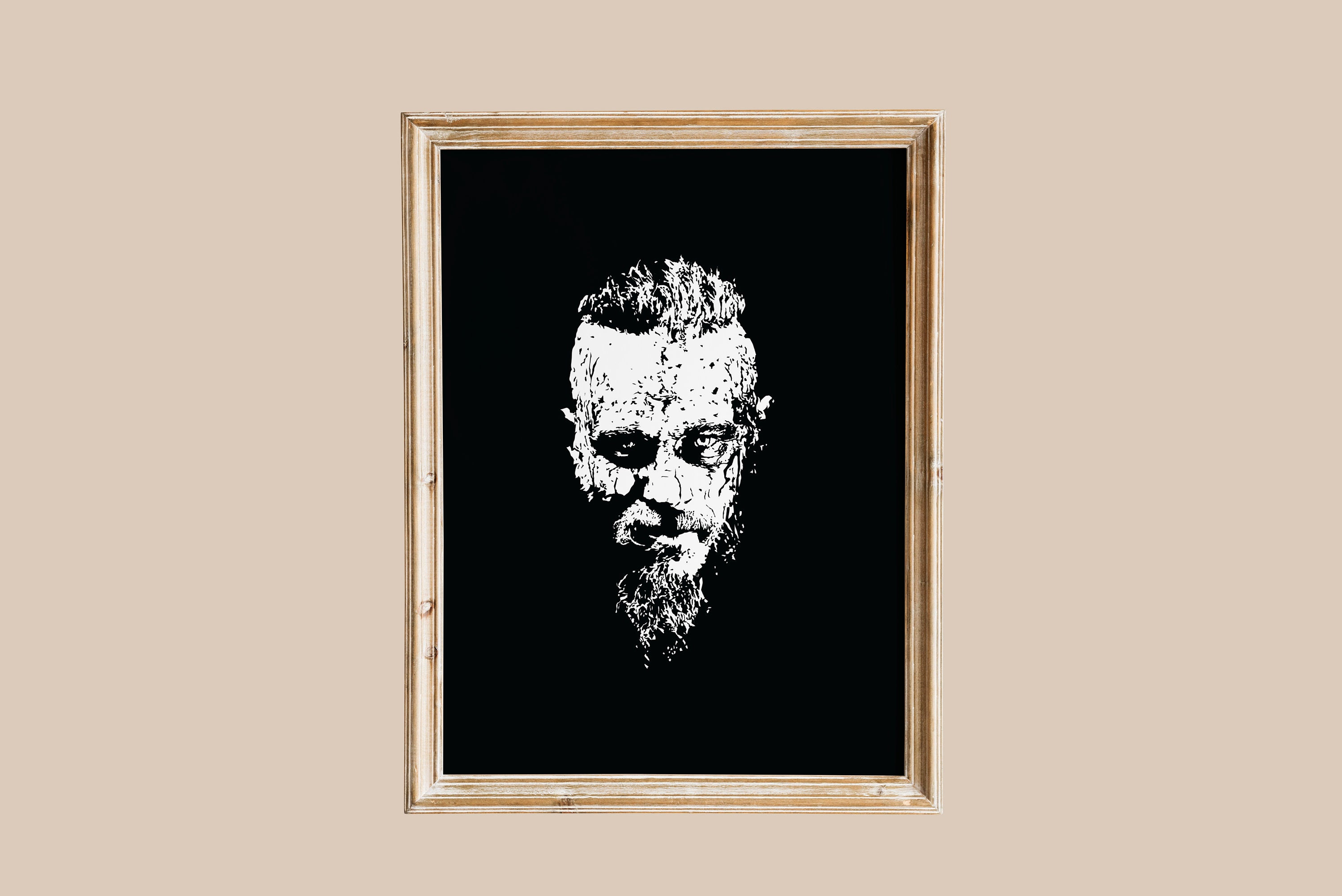 Ragnar Lothbrok Wall Art Painting with wooden frame Vikings Etsy